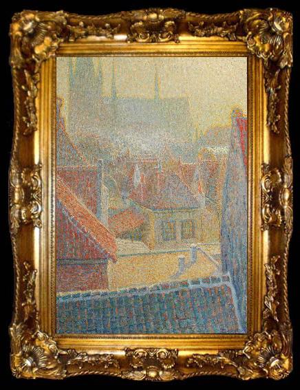 framed  Pier Leone Ghezzi Gezicht op de kerk in Woerden, ta009-2